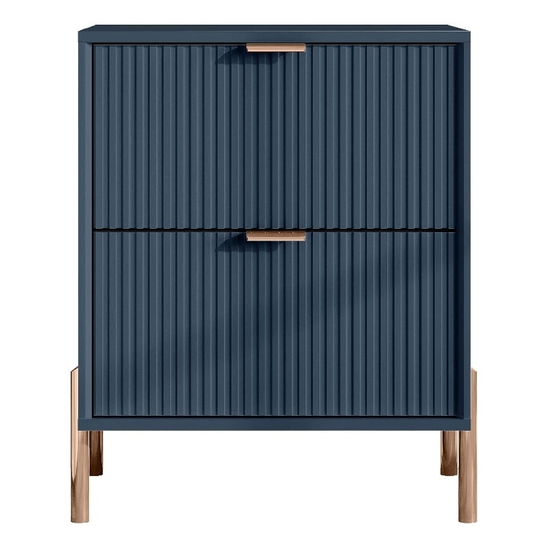 Pemberly Row Modern 2-Drawer Nightstand Bedside Table End Table Furniture - Navy