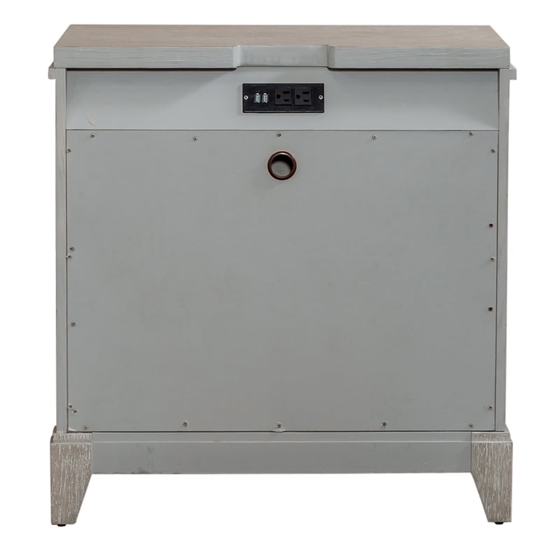 Pemberly Row Contemporary 3 Drawer Night Stand in Washed Taupe