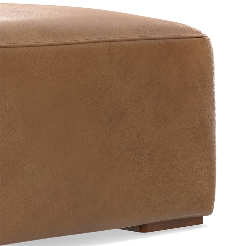 Pemberly Row Modern / Contemporary Ottoman in Brown Genuine Leather