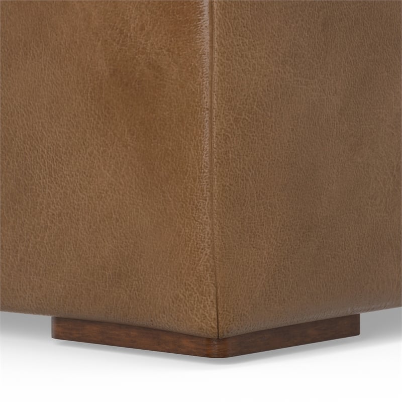 Pemberly Row Modern / Contemporary Ottoman in Brown Genuine Leather