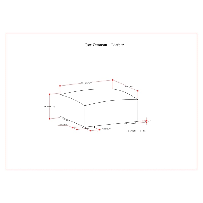 Pemberly Row Modern / Contemporary Ottoman in Brown Genuine Leather