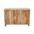 Pemberly Row 2 Door Solid Wood Accent Cabinet with Hand-Carved Doors in Natural
