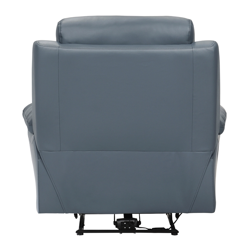 Pemberly Row Contemporary Leather Power Reclining Chair in Blue