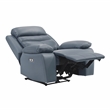 Pemberly Row Contemporary Leather Power Reclining Chair in Blue