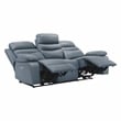 Pemberly Row Modern Leather Power Double Reclining Sofa in Blue