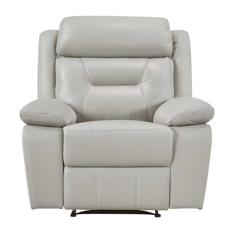 Pemberly Row Modern / Contemporary Leather Reclining Chair in Silver