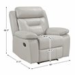 Pemberly Row Modern / Contemporary Leather Reclining Chair in Silver