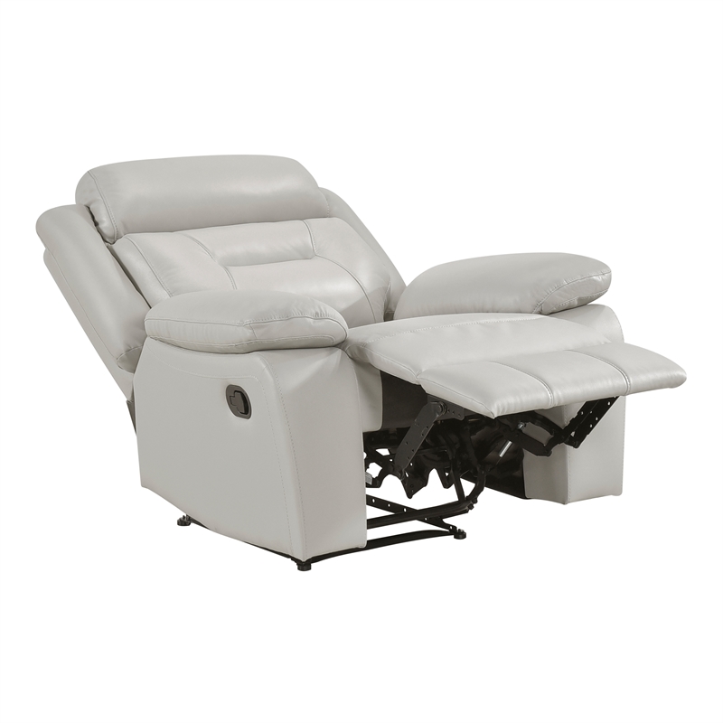 Pemberly Row Modern / Contemporary Leather Reclining Chair in Silver