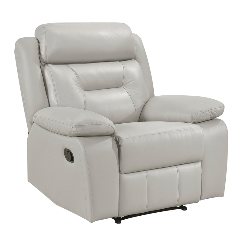 Pemberly Row Modern / Contemporary Leather Reclining Chair in Silver