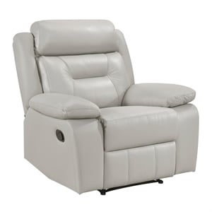 Pemberly Row Modern / Contemporary Leather Reclining Chair in Silver