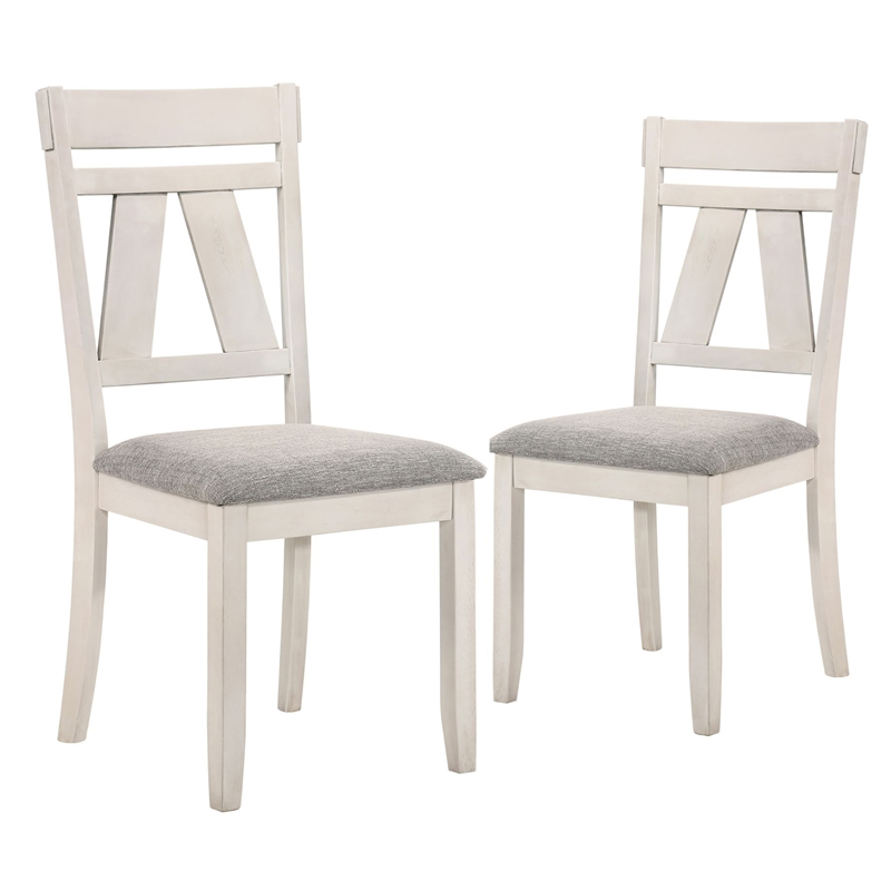 Pemberly Row Modern Solid Wood Side Chair in White (Set of 2)