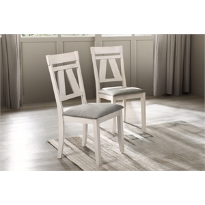 Pemberly Row Modern Solid Wood Side Chair in White (Set of 2)