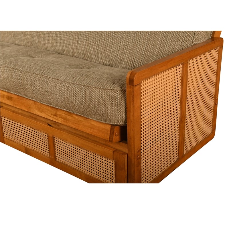 Pemberly Row Full-size Wood Futon Set with Storage and Aqua Mattress