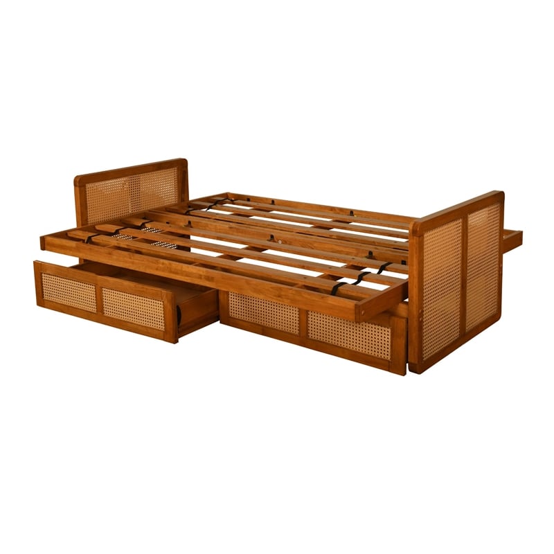 Pemberly Row Full-size Wood Futon Set with Storage and Aqua Mattress