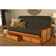 Pemberly Row Full Wood Futon Set with Storage & Charcoal Gray Mattress