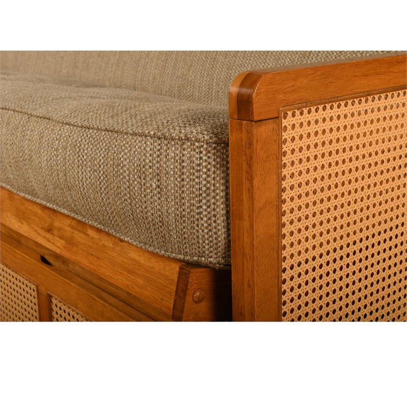 Pemberly Row Full Wood Futon Set with Storage & Charcoal Gray Mattress