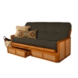 Pemberly Row Full Wood Futon Set with Storage & Charcoal Gray Mattress