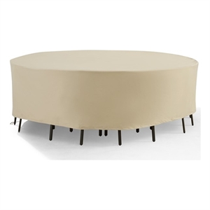 Pemberly Row Round Outdoor Furniture Cover For Patio Set in Tan