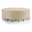 Pemberly Row Round Outdoor Furniture Cover For Patio Set in Tan