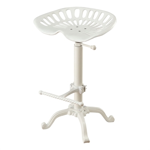 Pemberly Row Modern Adjustable Tractor Seat Barstool - White