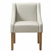 Pemberly Row Dining Chair in Cream Faux Leather with Medium Espresso Wood Legs