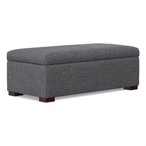 Pemberly Row 48&quotW Contemporary Storage Ottoman in Slate Gray Polyester Linen