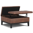 Pemberly Row Lift Top Coffee Table Storage Ottoman - Distressed Saddle Brown