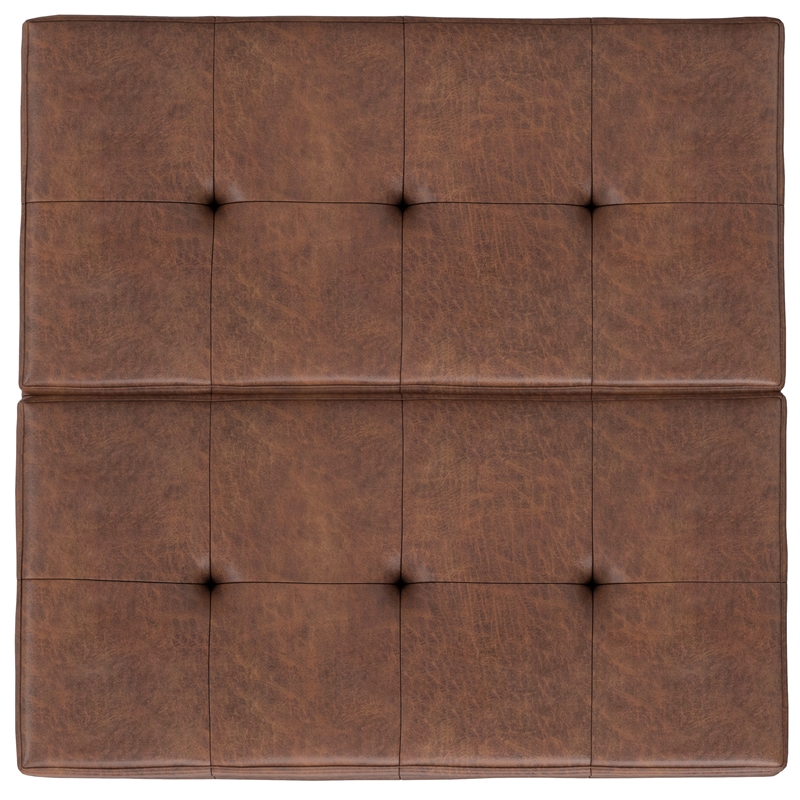 Pemberly Row Lift Top Coffee Table Storage Ottoman - Distressed Saddle Brown