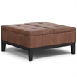 Pemberly Row Lift Top Coffee Table Storage Ottoman - Distressed Saddle Brown