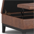 Pemberly Row Lift Top Coffee Table Storage Ottoman - Distressed Saddle Brown