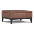 Pemberly Row Lift Top Coffee Table Storage Ottoman - Distressed Saddle Brown