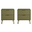 Pemberly Row Nightstand from Engineered Wood in Olive Green - Set of 2