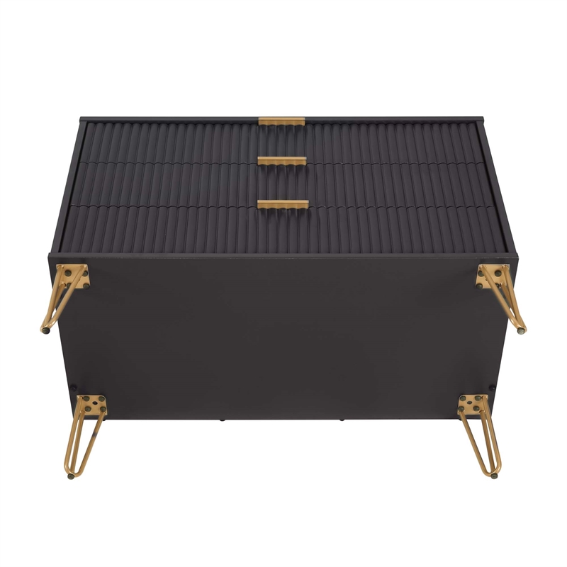 Pemberly Row Modern Engineered Wood Dresser with 3-Drawers in Black