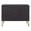 Pemberly Row Modern Engineered Wood Dresser with 3-Drawers in Black
