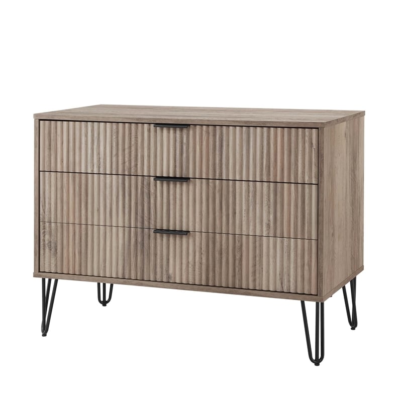 Pemberly Row Modern Engineered Wood Dresser with 3-Drawers in Gray