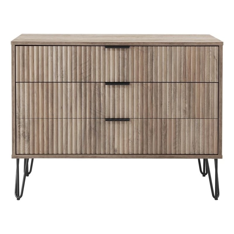 Pemberly Row Modern Engineered Wood Dresser with 3-Drawers in Gray