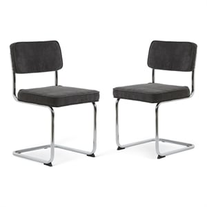 Pemberly Row 19.5''H Contemporary Dining Chair in Gray/Chrome (Set of 2)