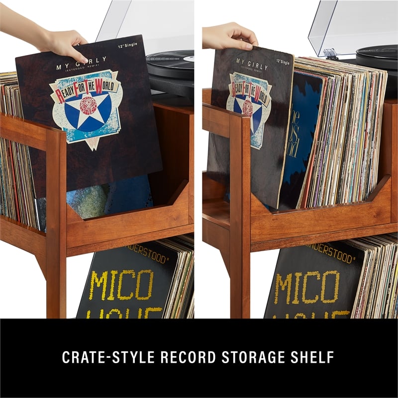 Pemberly Row Contemporary Medium Record Storage Console Walnut