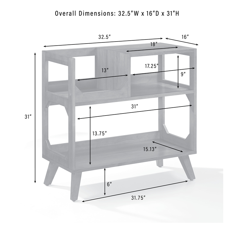 Pemberly Row Contemporary Medium Record Storage Console Walnut