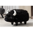 Pemberly Row Harry the Cow Storage Ottoman with Long Black Fur Wood Frame