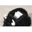 Pemberly Row Harry the Cow Storage Ottoman with Long Black Fur Wood Frame