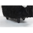 Pemberly Row Harry the Cow Storage Ottoman with Long Black Fur Wood Frame