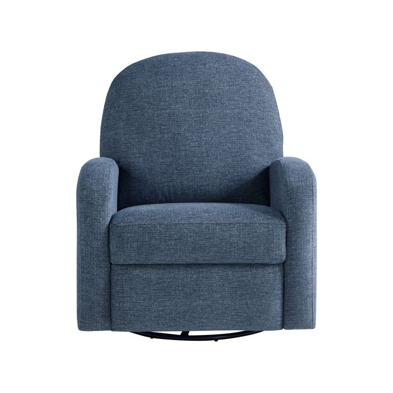 Pemberly Row Swivel Rocker Recliner in Blue Polyeseter Fabric