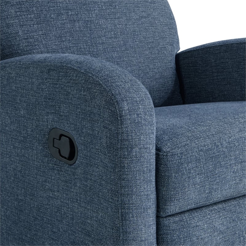 Pemberly Row Swivel Rocker Recliner in Blue Polyeseter Fabric