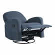 Pemberly Row Swivel Rocker Recliner in Blue Polyeseter Fabric