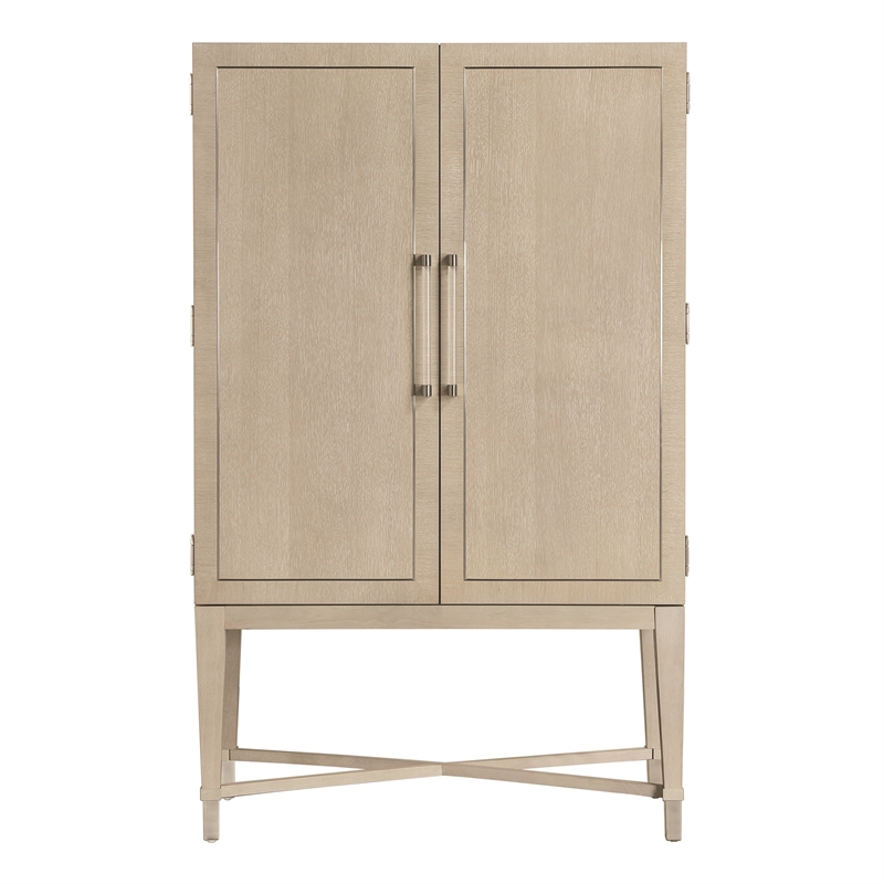 Pemberly Row Contemporary Asian Hardwood Bar Cabinet in Light oak