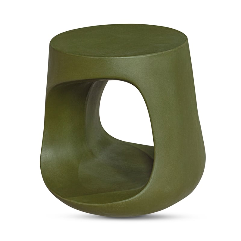 Pemberly Row Contemporary Outdoor Stool Green Stone Side Tables