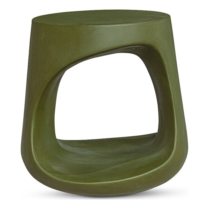 Pemberly Row Contemporary Outdoor Stool Green Stone Side Tables
