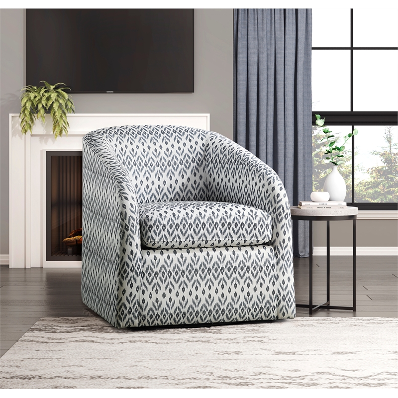 Pemberly Row Contemporary Textured Swivel Chair in Multi-Color