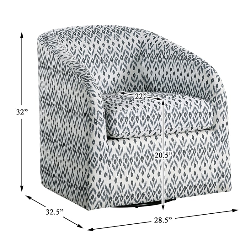 Pemberly Row Contemporary Textured Swivel Chair in Multi-Color
